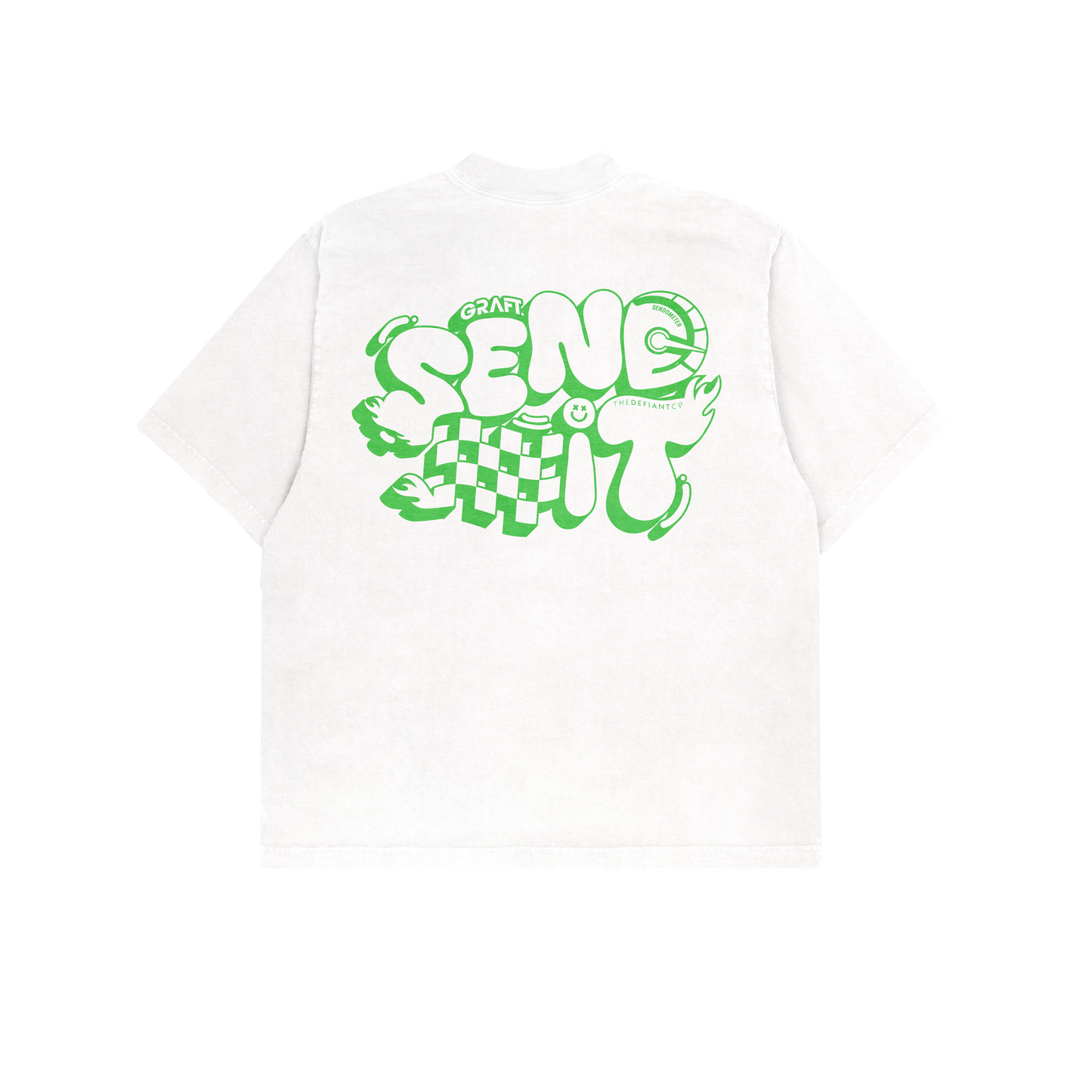 Sendometer Oversized Graphic T-Shirt - White & Green