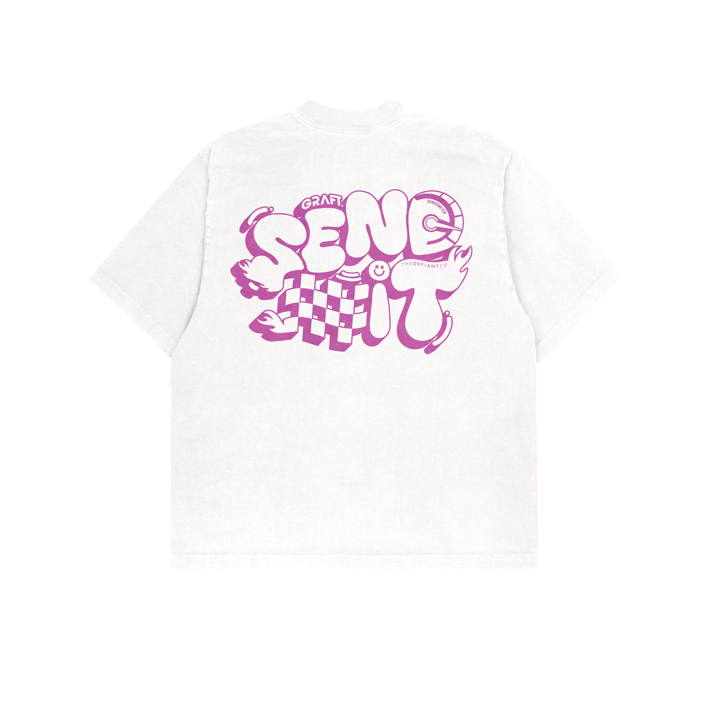 Sendometer Oversized Graphic T-Shirt - White & Purple