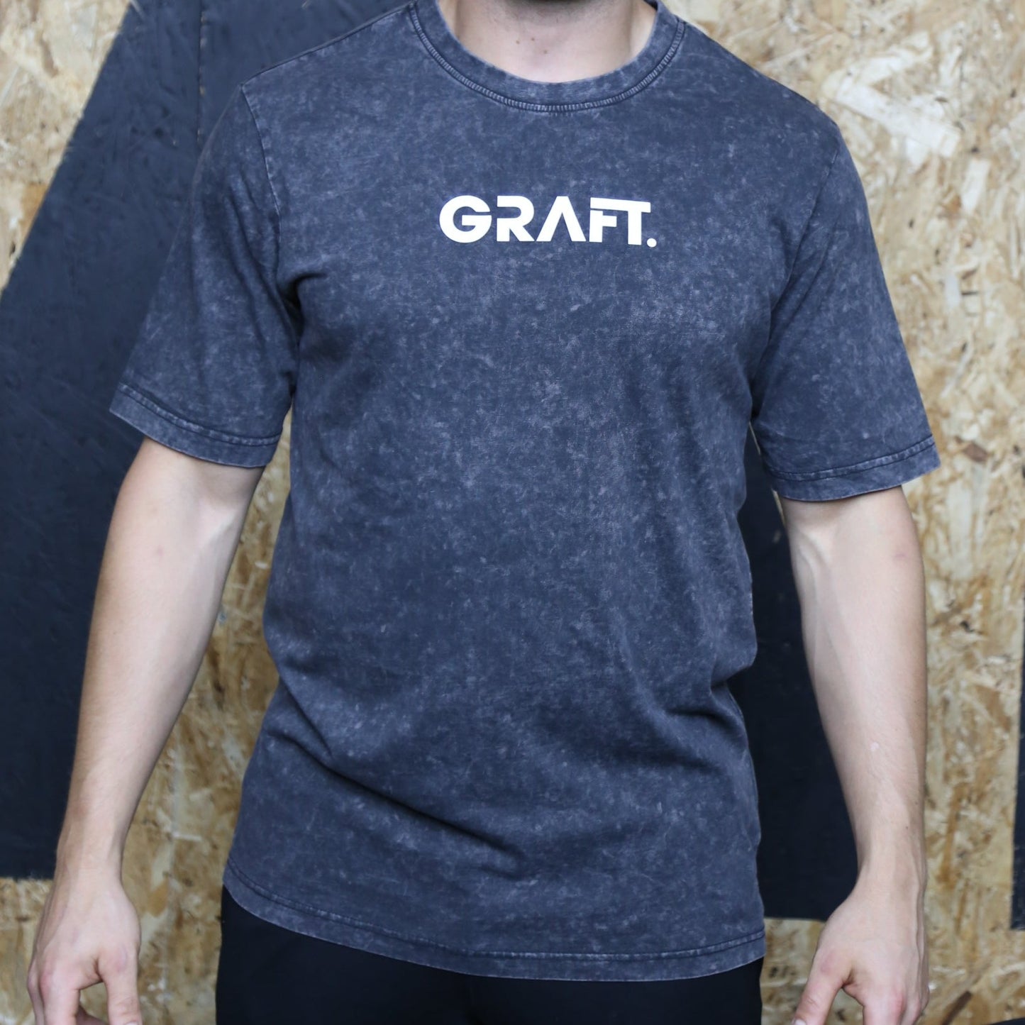 GRAFT Black Acid Wash T-shirt (white logo)