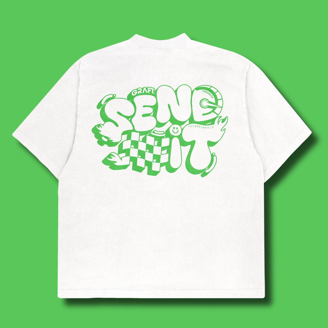 Sendometer Oversized Graphic T-Shirt - White & Green