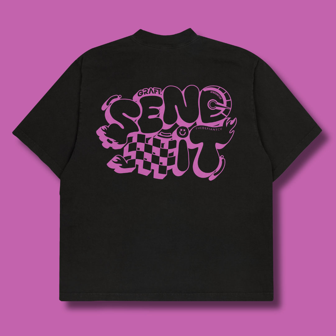 Sendometer Oversized Graphic T-Shirt - Black & Purple