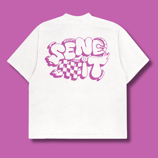 Sendometer Oversized Graphic T-Shirt - White & Purple